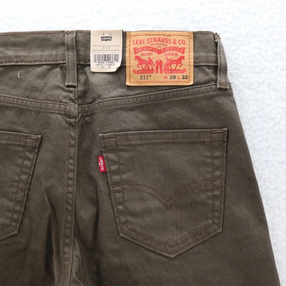 Levi's Jeans Men's 29x32 Olive Green 511 Slim Fit Stretch Denim Straight New